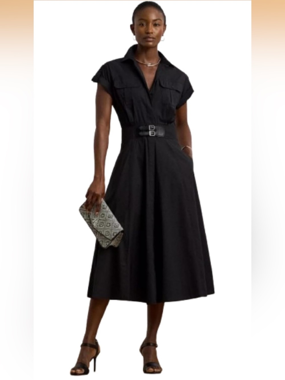 NWT Lauren Ralph Lauren Buckle Trim Shirtdress- 14